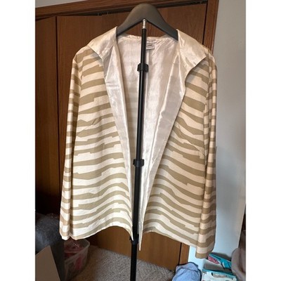 Grace Chuang NY Zebra Stripe Satin Trim Open Front Jacket Plus Size 3XL XXXL