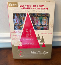 60s Vintage Sears Reflector Set Christmas 50 Lights Green Cord Made In Japan New