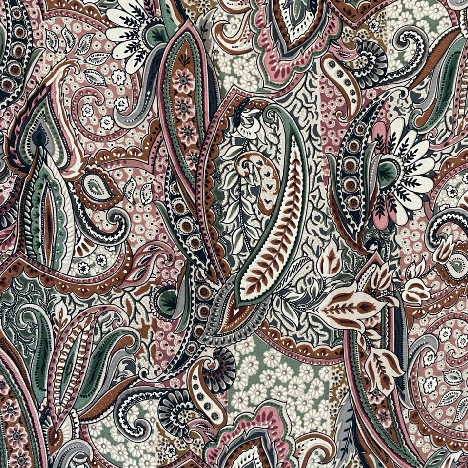 Vintage Floral Paisley Silk Scarf 1980s ECHO Large Square Gray/Pink/Mauve/Olive - Image 2 of 4