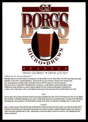 Postcard AD CJ Borgs Microbrewery Advertisement, Seattle