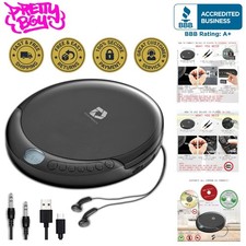 Portable CD Player, Anti-Skip, Stereo Earbuds, Aux  USB Cable, Home/Car, Pink