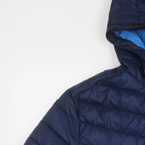 Mango Men's Blue Puffer Jacket Size M Hooded - Picture 8 of 12