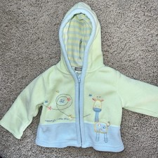 Giacca Pile Carter's Bambino Ragazzo Verde Menta Ricamata Zip con Cappuccio Tg (M) 6 Mos