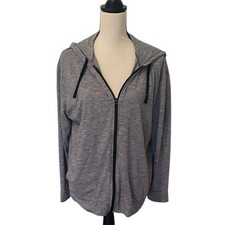 Just My Size Heather Gray Zip-Up Drawstring Hoodie Layer 1X 16W Lightweight EUC