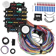 Universal 21 Circuit Wiring Harness Kit - Standard Color Wiring with 17 Fuses