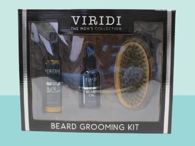 VIRIDI THE MEN'S COLLECTION BEARD GROOMING KIT CONDITIONER, OIL & BRUSH BOXED