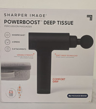 Sharper Image Powerboost Massage Gun   5 Attachments, 6 Speeds Ergonomic E3 