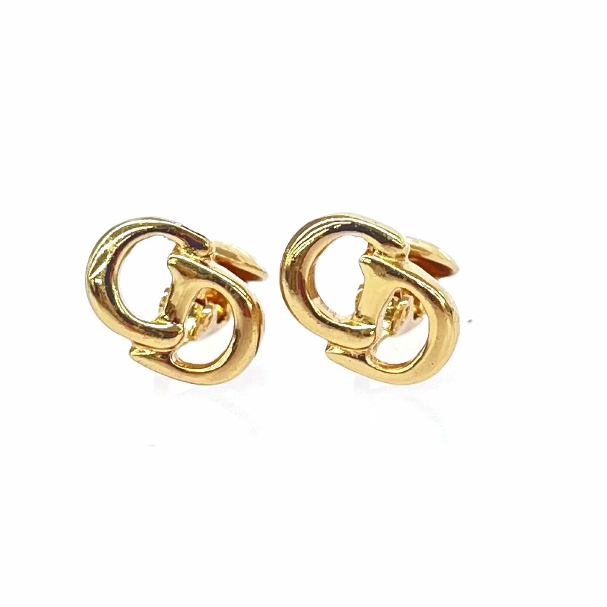 Christian Dior CD logo gold-tone GP earrings for women excellent condition