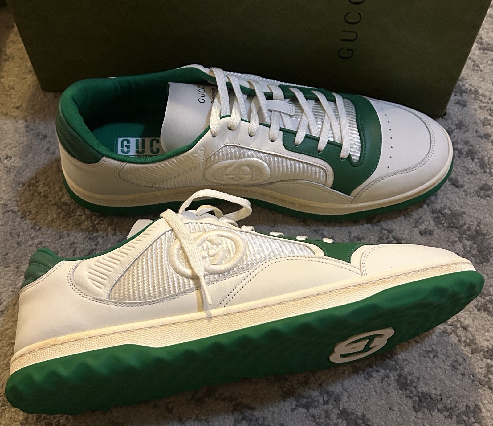 Gucci Men MAC80 Sneaker Off White Green Size UK 11.5/US 12 thumbnail 4