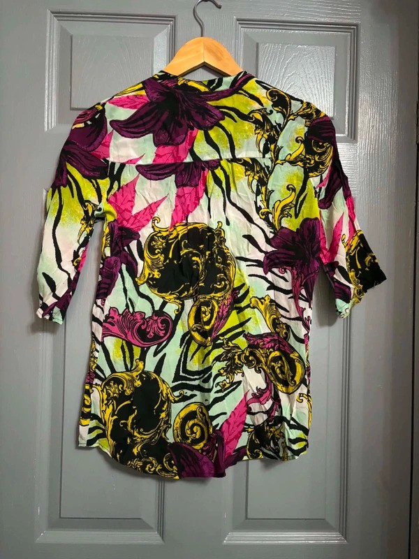 Biba multicolour baroque floral print tunic blouse size 10 image 2