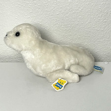 Vintage 1975 Dakin Finnegan White Baby Seal 10" Plush Stuffed Animal w Tags