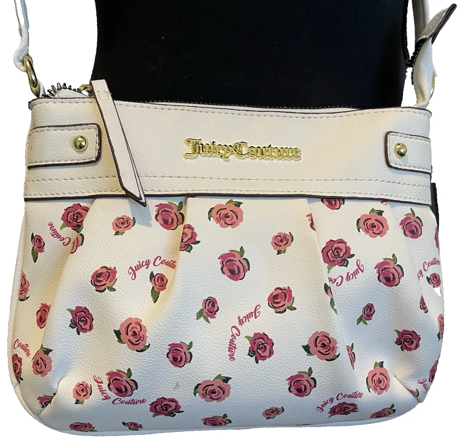 Juicy Couture Cross Body Bag Adjustable Strap Zip Closure Roses - Image 2 of 4