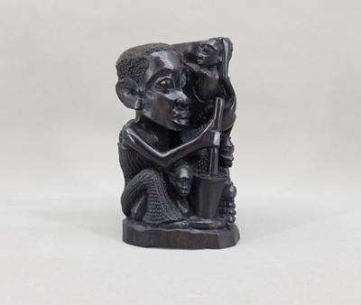 Vintage African Ebony Wood Tree of Life Sculpture Makonde Hand Carved Figures 6 