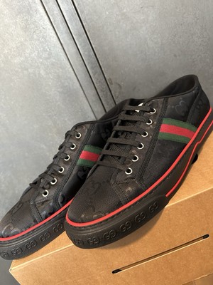 Gucci Herren Tennis 1977 Schwarz Rot OFF THE GRID GG Print Größe 13UK/14US