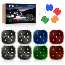 8 Pods C6 LED Rock Lights 8000LM LED Underbody Lights w/ Multi-color Lens Cover