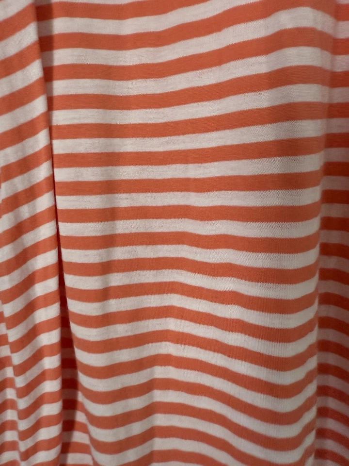 Reiss UK Size L (14-16) Orange And White Striped Mock Wrap Jersey Skirt - Image 3 of 4