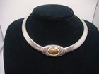 VINTAGE KJL FOR AVON OMEGA NECKLACE DUAL TONE SILVER GOLD ESTATE — photo 1
