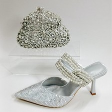 Womens Crystal Rhinestone High-heeled Slippers Summer New Rhinestone Sandals