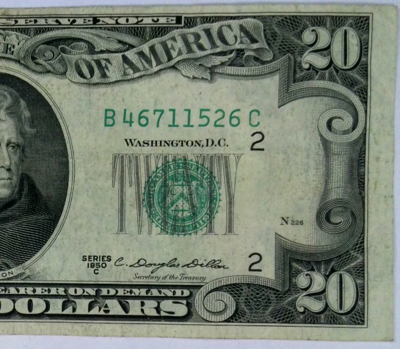 1950 C  $20 Federal Reserve Note NewYork, New York B46711526C  Fr-2062-B - Image 4 of 4