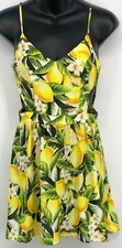 Show Me Your Mumu Womens Mini Dress XS Yellow Lemon Floral Zip Close Sleeveless