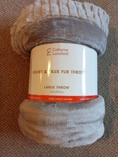Image of Catherine Lansfield Velvet & Faux Fur Large Throw 150x200cm New