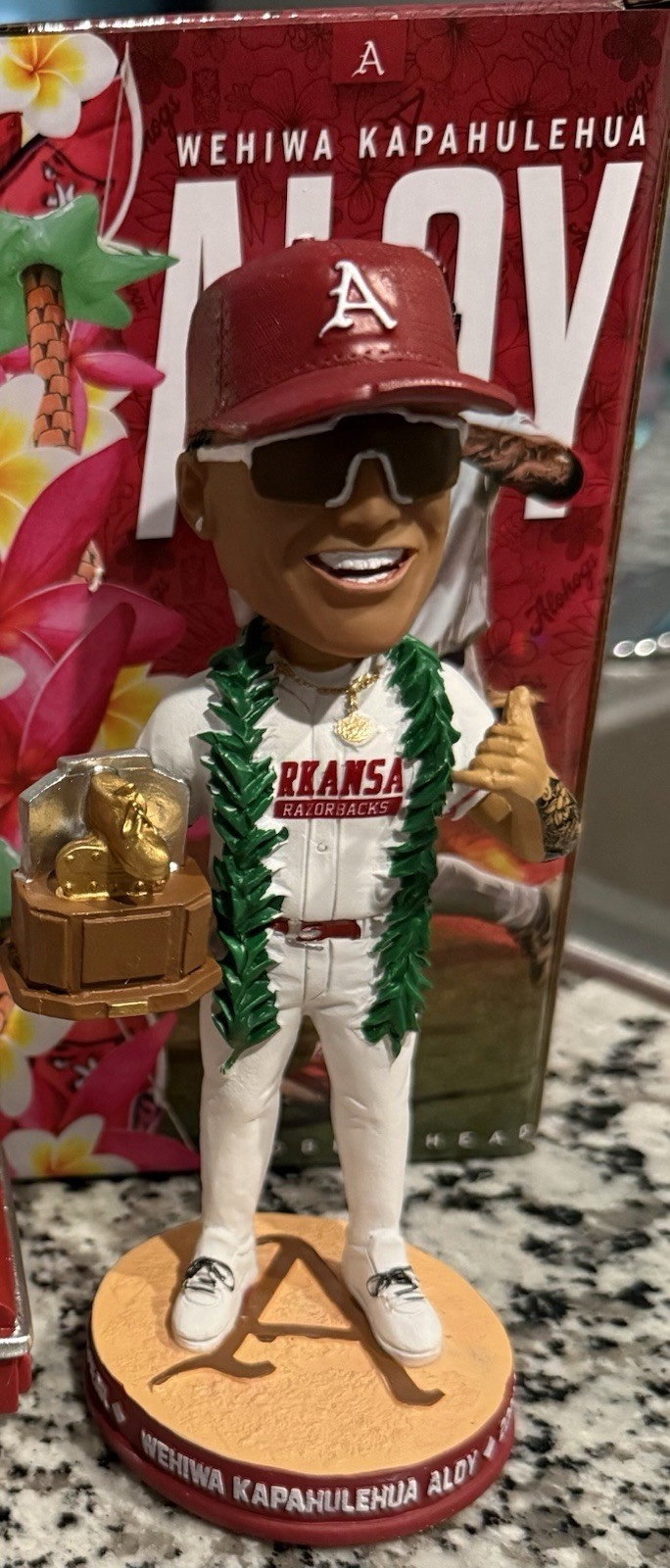 Arkansas Razorbacks Baseball Aloy Bobblehead and Record