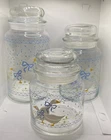 Blue Ribbon Country Geese Jar Cannister Vintage 80s - Anchor Hocking - Set of 3