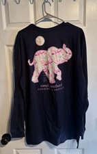 Simply Southern Long Sleeve Tee Shirt Track Your Elephant Womens Sz XL Navy NEW