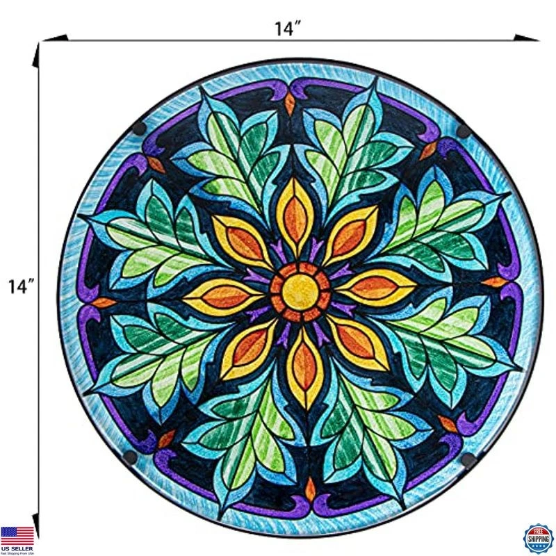 VCUTEKA Tavolino da Esterno in Mosaico, Piano Rotondo in Vetro, Piccolo Tavolo Fine Patio, 20 - Immagine 3 di 4