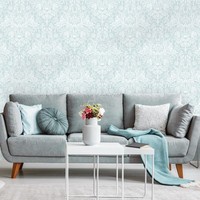 Harlen WOW047 Damast Tapete Blau Woodland Tiere & Blumen Mpn 50341