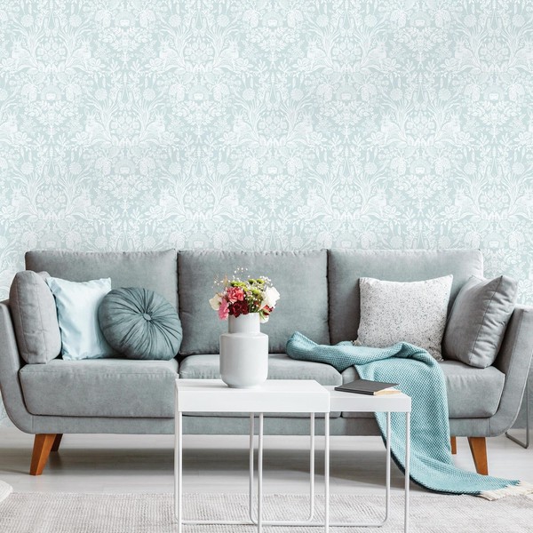 Harlen WOW047 Damast Tapete Blau Woodland Tiere & Blumen MPN 50341-image
