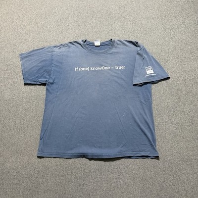 2009 Intel IDF Distressed Faded Graphic Joke Tech Tee Shirt Faded Blue Men s XL