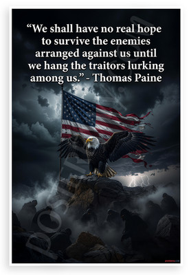 Thomas Paine Traitors Quote Eagle Flag 12x18 Poster