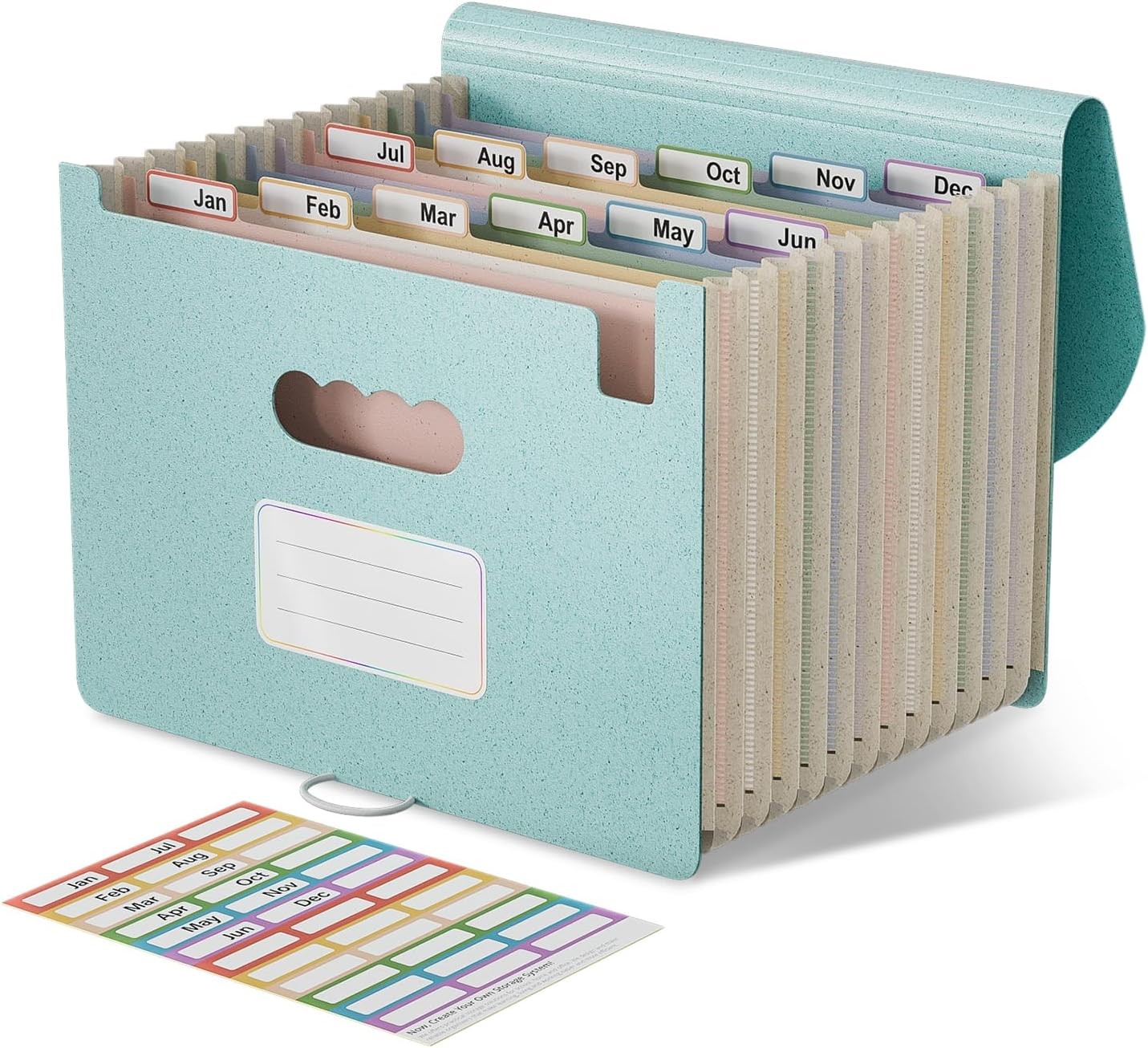 EcoStash Accordion File Organiser, 12 Pockets Wheat Straw Expanding File Folder