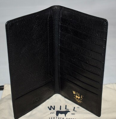 Will Leather Goods Tall Card Holder Wallet Black Leather Eugene Oregon US6T1