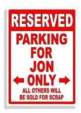 Personalized Parking Sign Wall Decal Metal Sign No Parking Customized for JON