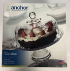 Anchor Hocking Canton Cake Stand Set Footed Dome & Flip Over Punch Bowl 2 Piece