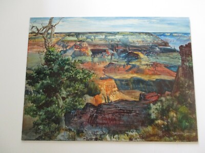 LARGE 40 INCH PAINTING GRAND CANYON AMERICAN IMPRESSIONIST LARGE LANDSCAPE BURR