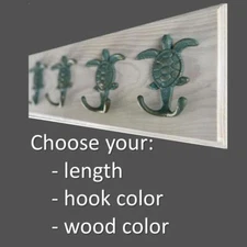 Sea Turtle Hook Rack, Beach Coat Hook Rack, Towel Hook Rack, Hat Hook Rack,