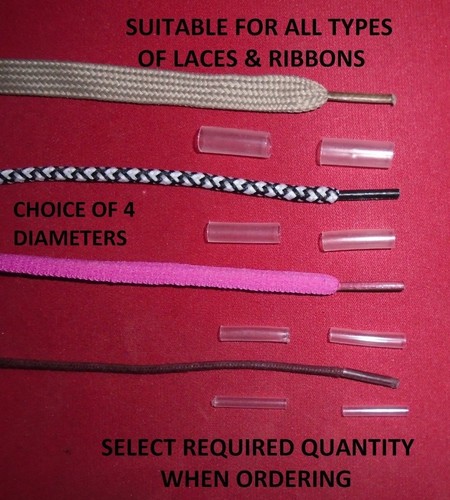 Clear Transparent Aglets Shoe Lace Tips Ends DIY Make & Repair VARIOUS DIAMETERS - Picture 3 of 4