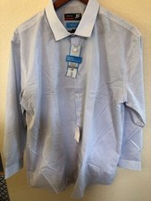 JF J.Ferrar Men's Coolmax Shirt Long Sleeve Slim XL 17-17 1/2 32/33 White/Blue