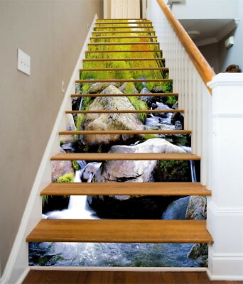 3D Big Stone ZHU240 Stair Risers Decoration Photo Mural Vinyl Wallpaper Zoe