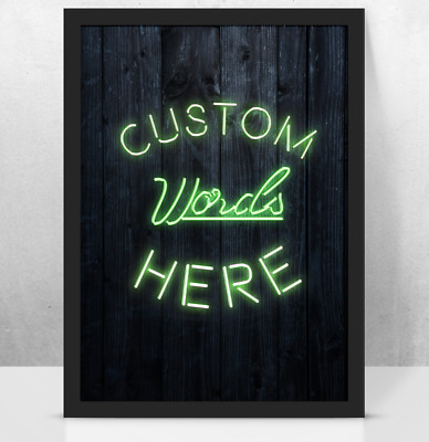 Personalisierter individuell formulierter NEONSCHILD Kunstdruck, perfekte Geschenkidee/beliebiger Wortlaut