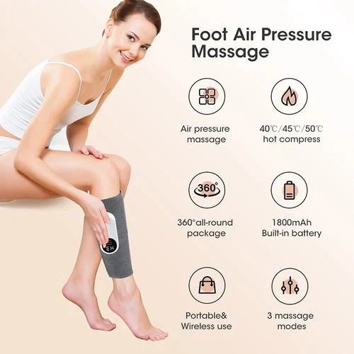 3 Modes Leg Massager Cordless Calf Air Compression Massager W/ Heat Pain Relief - Picture 9 of 25