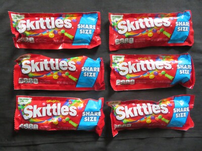 (6) Bag Lot of Original Skittles Fruit Chews Share Size 4 Oz Each