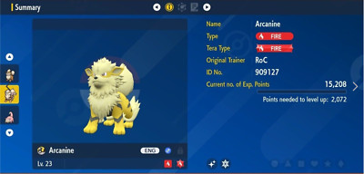 Pokemon Scarlet & Violet 6IV Shiny ARCANINE Max EVs