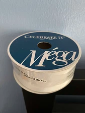 Wired Ribbon WHITE Mega by Celebrate it - Arts & Crafts 1.5 Inch X 15 Yards NEW
