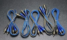 5 PCS 3 FT RCA WIRE BLUE GRAY 2 CHANNEL CAR HOME AUDIO INTERCONNECT STEREO BLS-3
