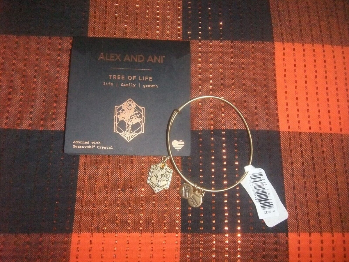 Alex and Ani TREE OF LIFE Coppure Rafaelian Gold Charm Bangle Bracelet NWT  BOX