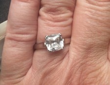 Pretty Sterling Silver 7mm Cushion Cut Cubic Zirconia Solitaire Ring Size 8